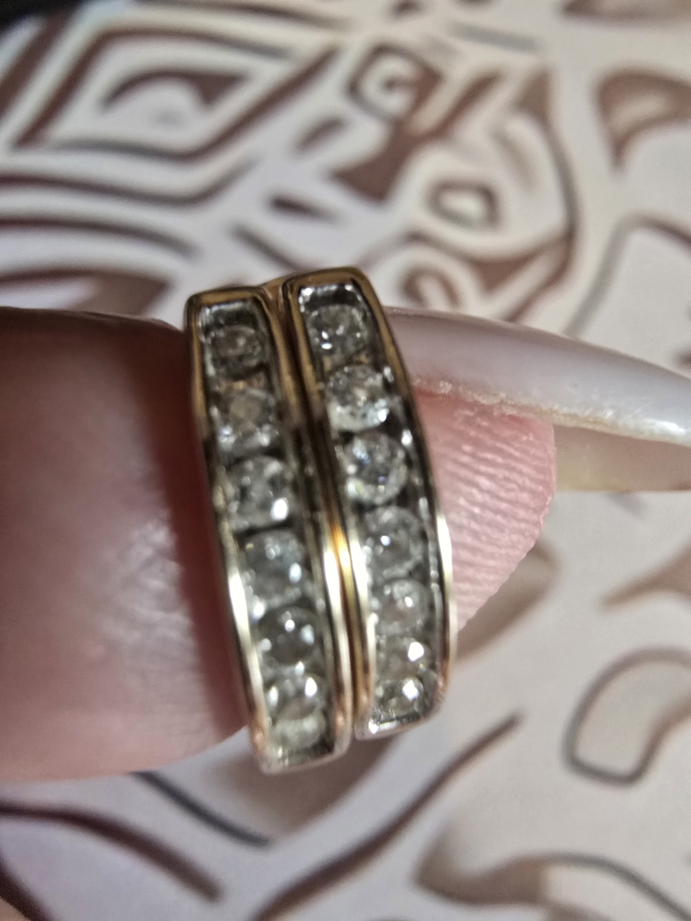 Vintage Y2K Gold Diamond Huggie Earrings - Sparkling Channel Set